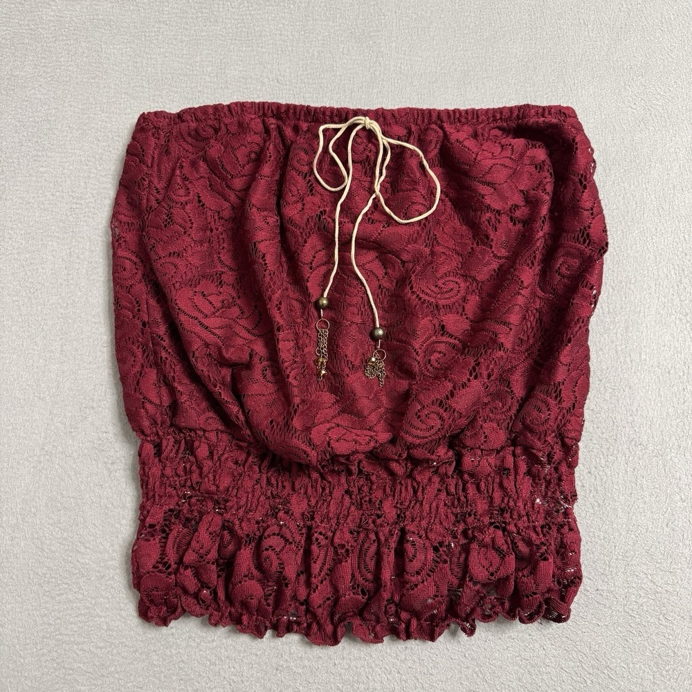 Vivace Top Womens‎ Large Red Lace Strapless Boho Festival Peasant